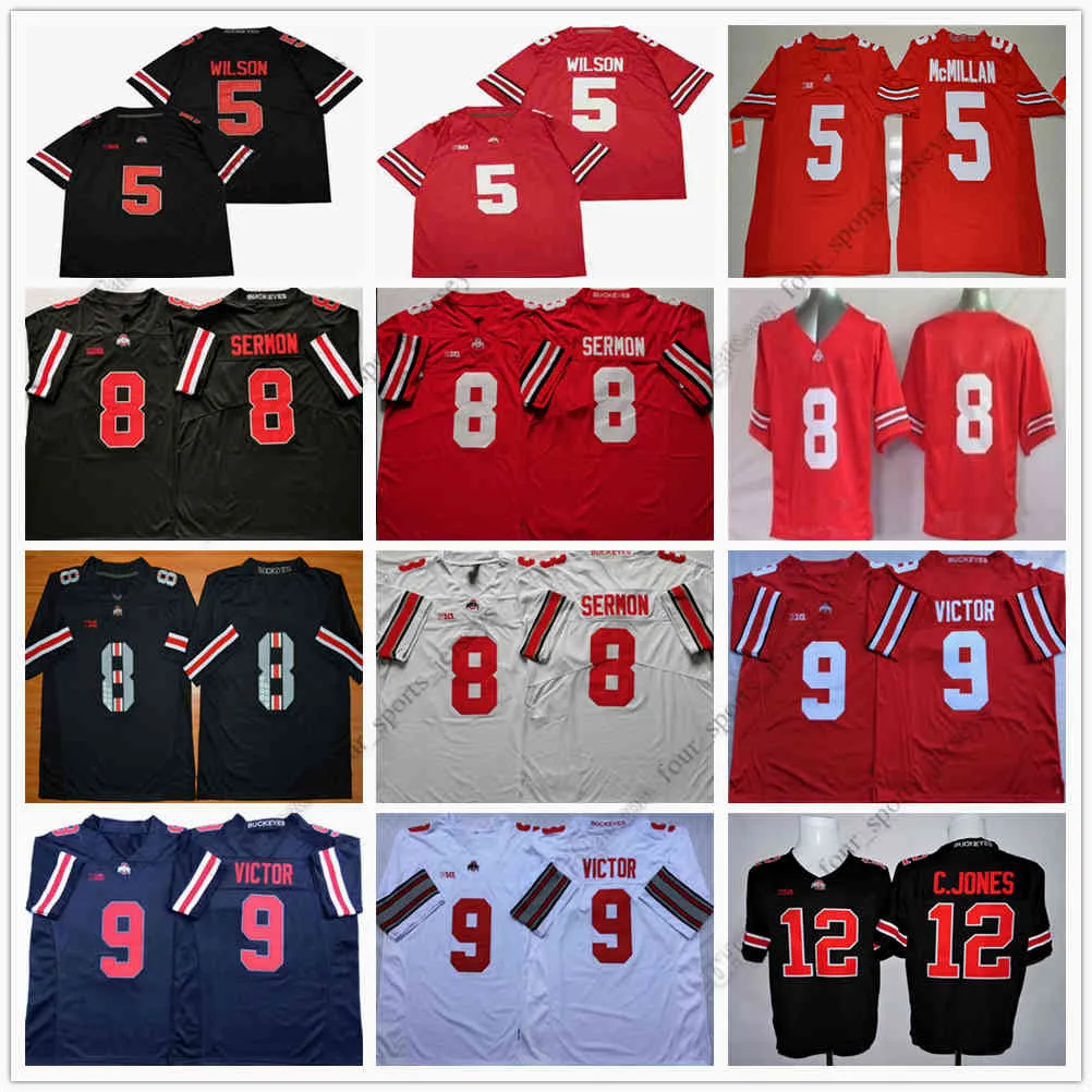 NCAA Ohio State Buckeyes College Football Jersey 5 Garrett Wilson Raekwon McMillan 8 Trey Sermon 9 Binjimen Victor 12 Cardale Jones High Quality stitched jerseys