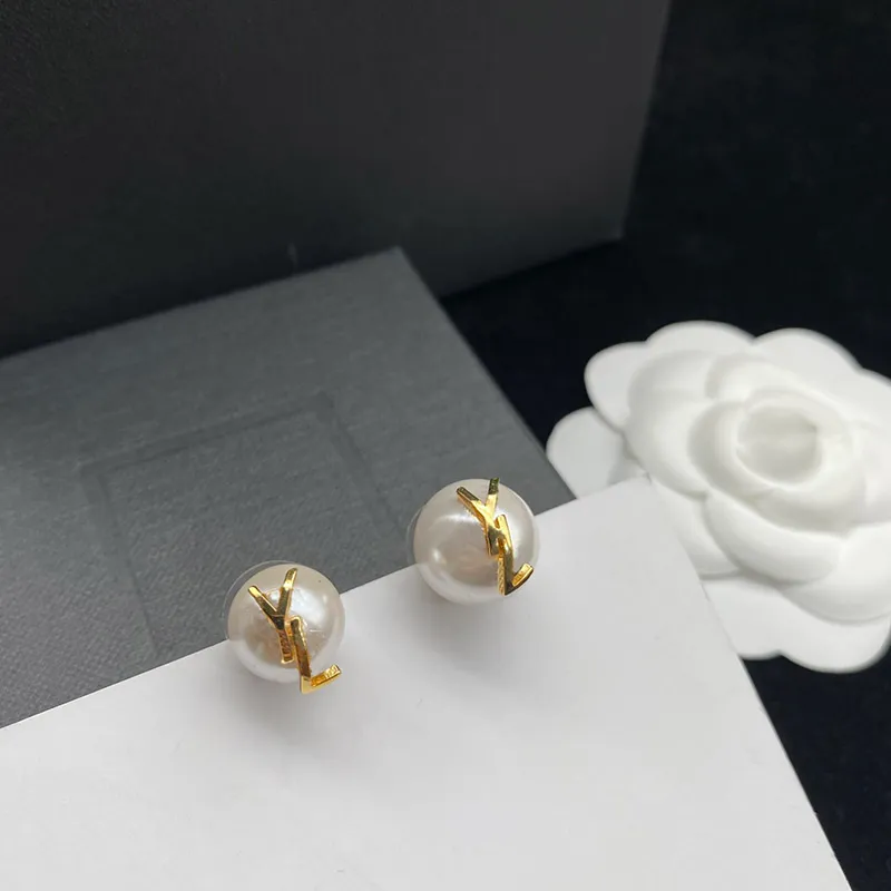 Pearl Earing Projektant biżuterii luksusowe kolczyki dla kobiet 925 srebrne stadnki stadnki litery obręcze