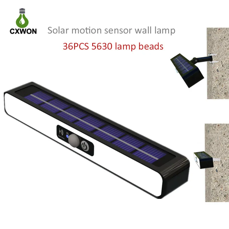 Outdoor Solar Wall lamp long strip 20cm Landscape Garden Decorative Light PIR Motion Sensor Waterproof Stair Light