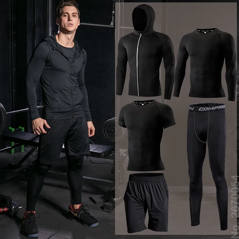 Sıkıştırma spor giyim takım elbise futbol basketbol bisiklet fitness spor sıkı sweatshirt giyim seti açık kapüşonlu w220418