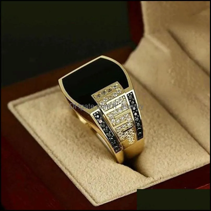 silvery black square rings for women crystal unisex couple ring men punk simple vintage wedding ring men ladies golden rings hjewelry