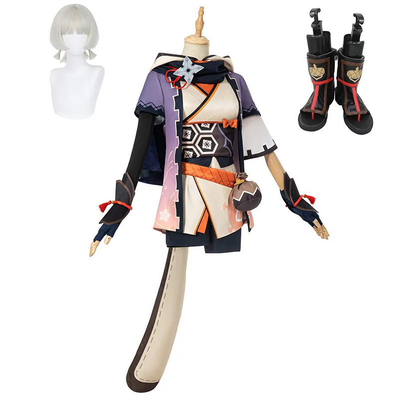 Genshin Impact Sayu Cosplay Costume Roupfits Dress Halloween Carnaval Mulheres uniformes meninas Sapatos de peruca