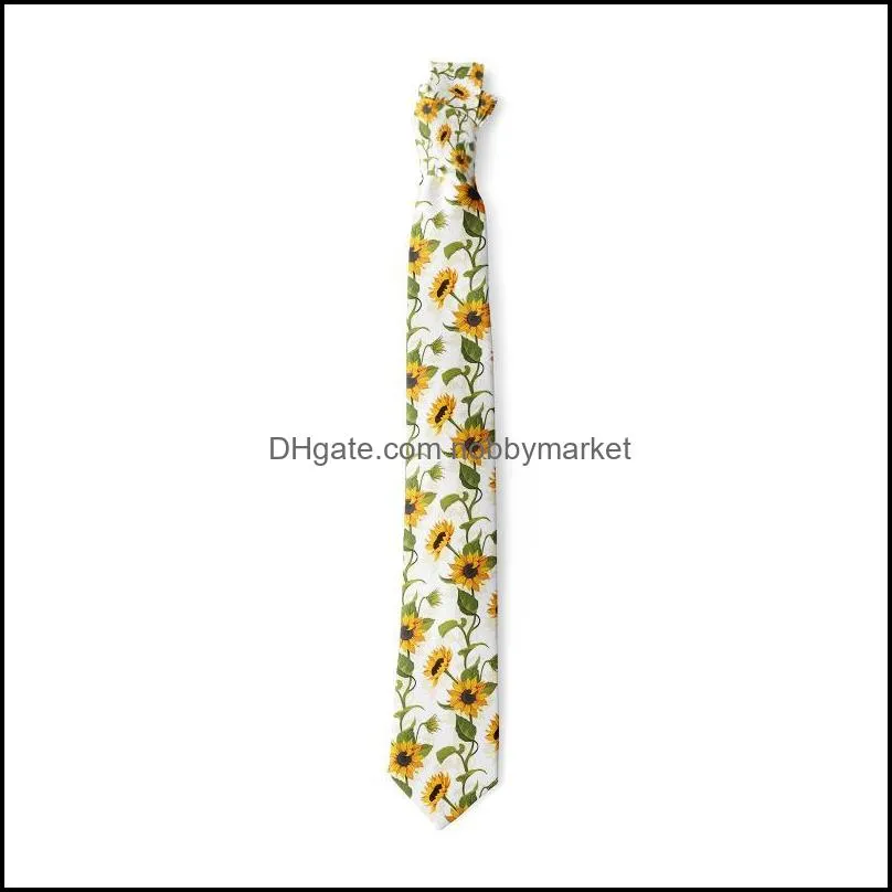 Bow Ties Fashion Sunflower Men 8cm Necktie Slim-fit Polyester Business Wedding Accessories Novelty Casual Gift