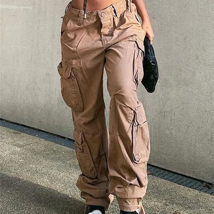 Tawnie Y2K Cargo pantalon Baggy automne Streetwear Fairycore surdimensionné pantalon Vintage décontracté pantalon de survêtement ample 220325