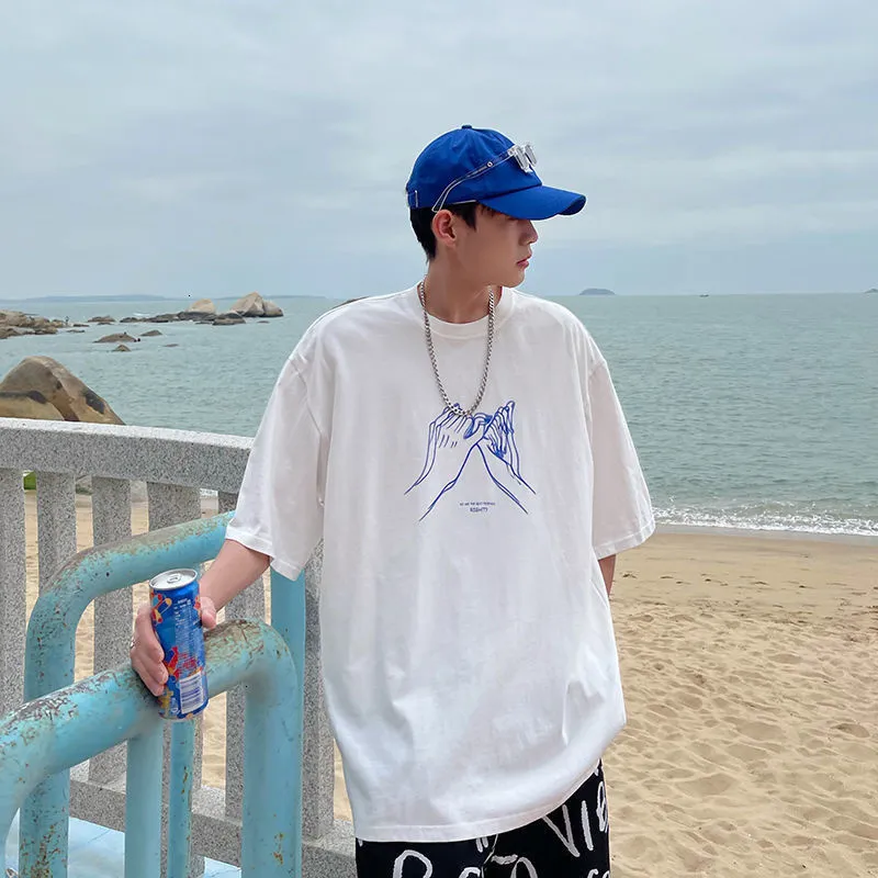 PRIVATHINKE GESTU GRAFIK MĘŻCZYZN TSHIRT Casual krótkie rękawowe T-shirt Koreańszy harajuku bawełniany t-koszulka męska odzież 220616