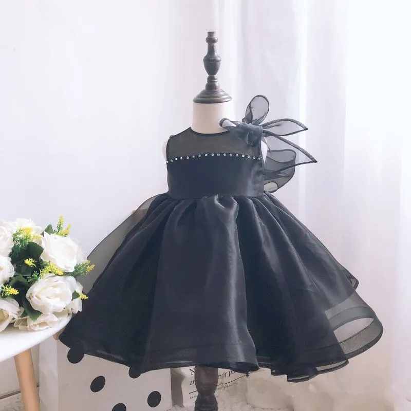 Vestidos de menina tule preto tule bebê vestido de batismo para concurso princesa nascida no casamento vestido de batismo infantil festas noturnas