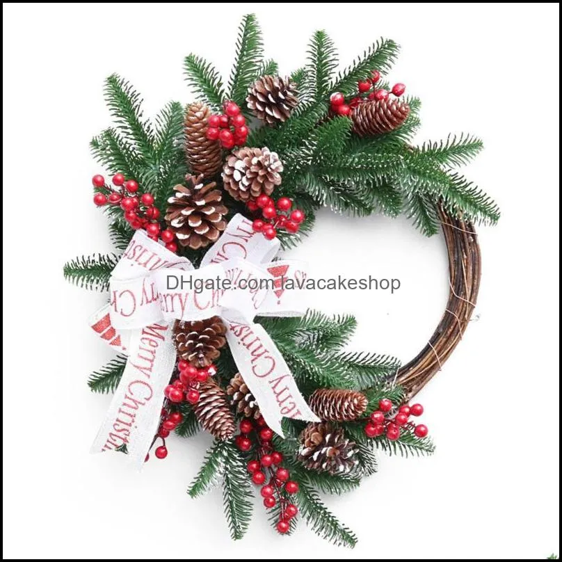 christmas decorations wall hanging wreath artificial flower rattan horn pvc fashion home xmas decoration door ornaments red