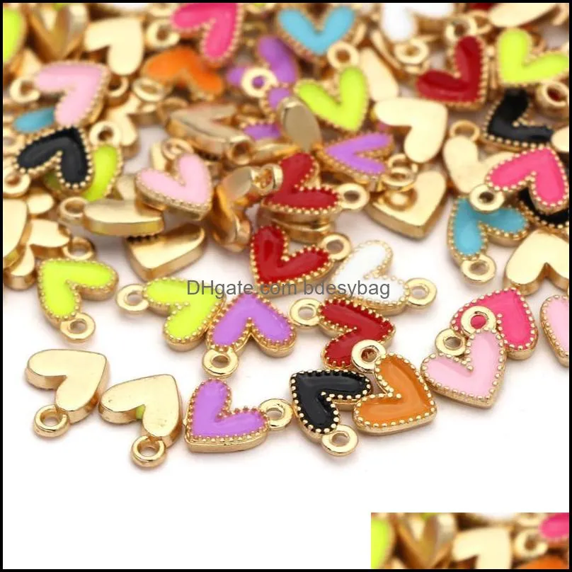 charms 20pcs small heart enamel tiny shape for jewelry making pendants diy necklace earrings bracelet 8 8mmcharms
