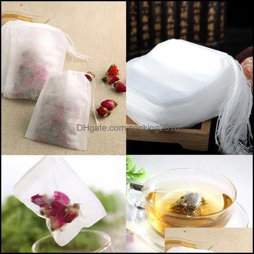 100Pcs/Pack Teabags 5.5 X 7Cm Empty Scented Tea Bags With String Heal Seal Filter Paper For Herb Loose Eea2189 Drop Delivery 2021 Coffee T