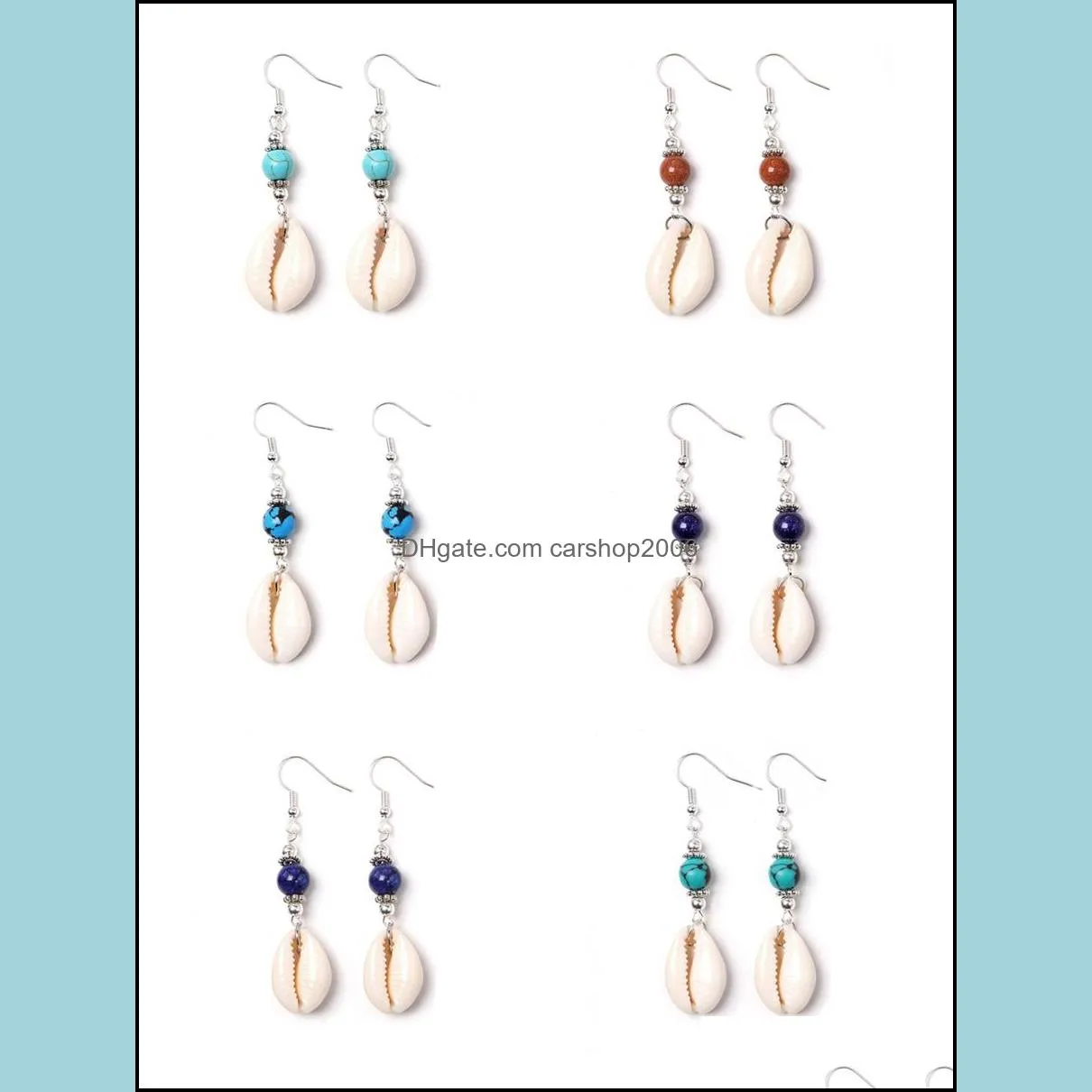 shell cowrie earrings natural stone beads drop earring fashion seashell statement eardrop danglers women summer jewelry gifts