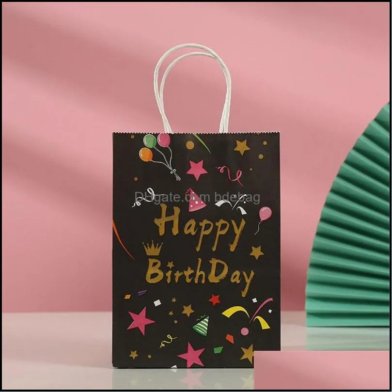 Gift Wrap Handbag Kids Favors Boy Girl Balloon Party Supplies Baby Shower Paper Bags Happy Birthday Cartoon Candy Bag