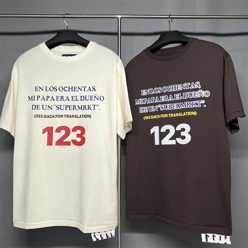 Camisetas Masculinas 2022ss RRR123 T-Shirt Masculino Feminino Moda High Street T-Shirt Puff Print Letter Top Tee Tecido Pesado Bem Lavado Manga CurtaMe