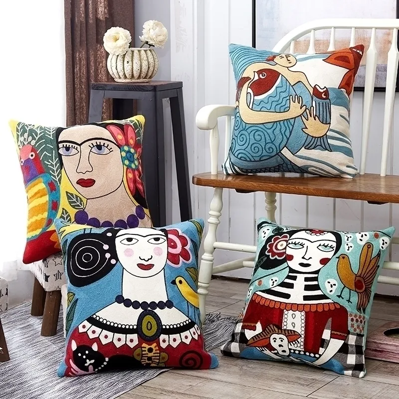 Couvre d'oreiller en gros coton en coton Picasso Cushion Home Decor Case décoratif Sham 45cm Y200103