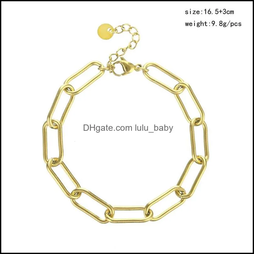 Fashion Simple Retro Geometric Bamboo Paperclip Chain Stainless Steel Gold Bracelet