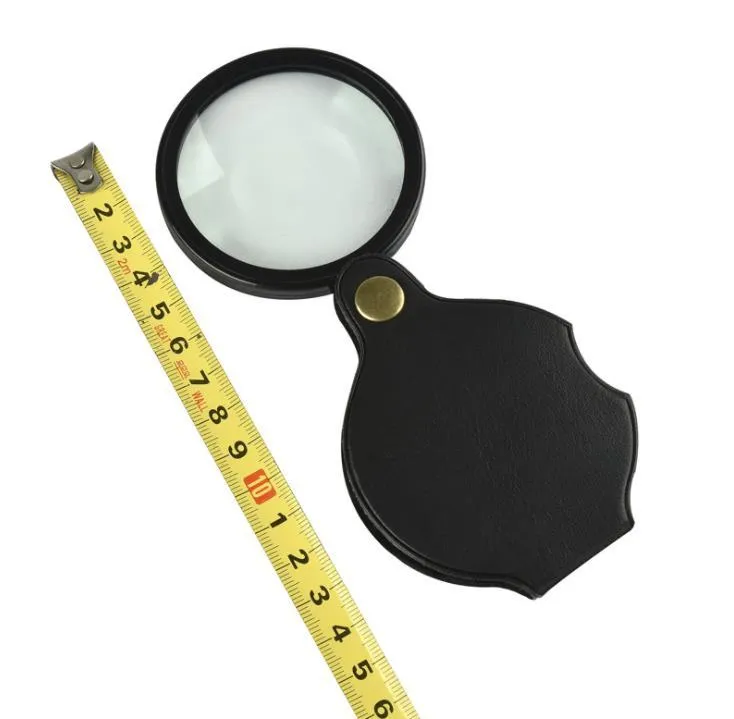 10X Microscope Foldable PU Material Reading Mini Magnifiers Portable Jewelry Loupe Magnifying Glass Lens Pocket Magnifier SN4876