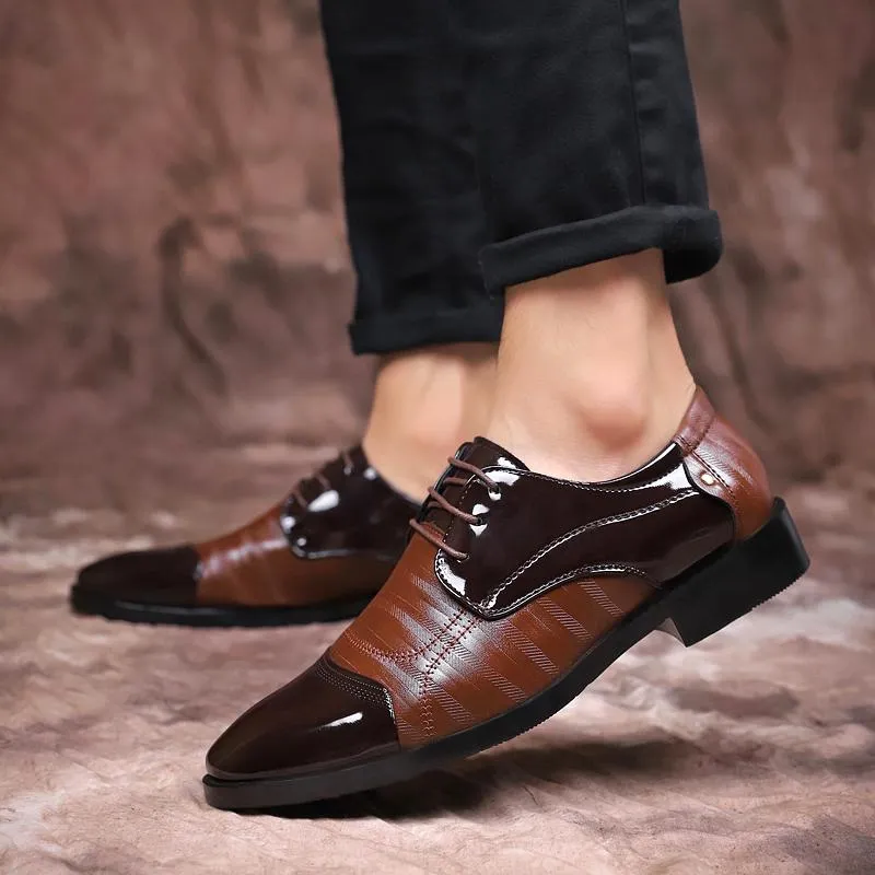Premium Leather Pointed Toe Dress Shoes - Brown, Formal  display picture 1