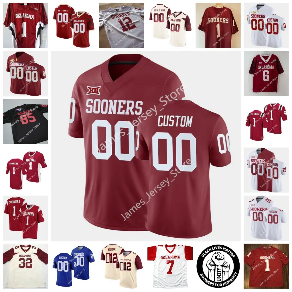 Maglia da calcio cucita Oklahoma OU College Woodi Washington 5 T.J. Pledger Caleb Kelly 1 Seth McGowan Austin Stogner Mikey Henderson Marcus Major 15 Tanner Mordecai