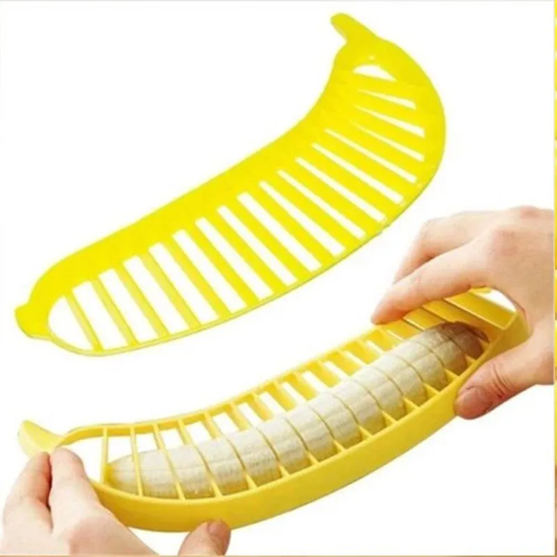 Kitchen Gadgets Plastic Banana Slicer Cutter Fruit Vegetable Tools Salad Maker Cooking Tools kitchens cut Bananas chopper