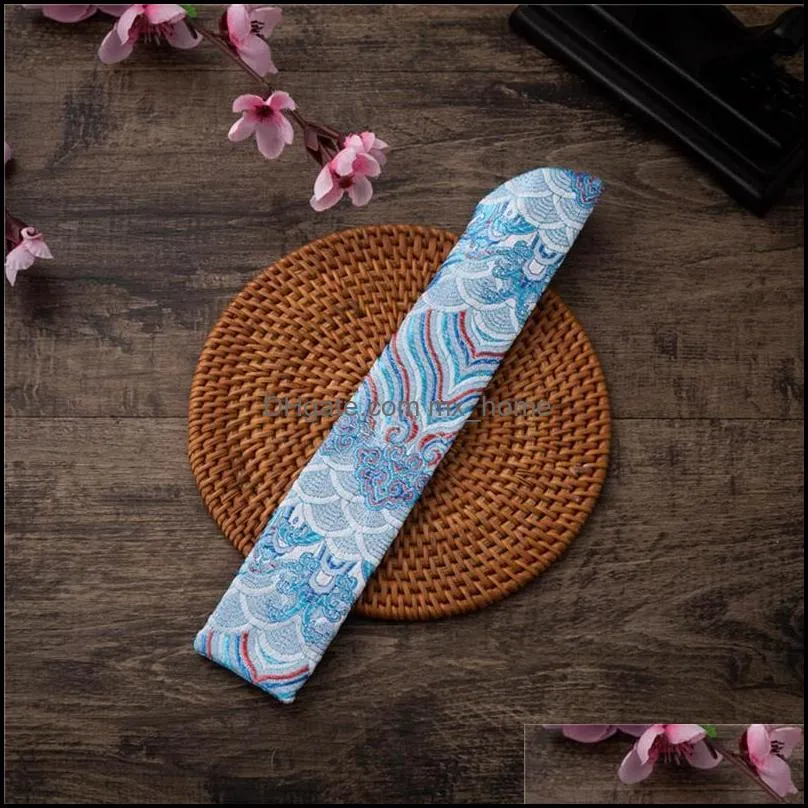 Other Home Decor Chinese Classical Hand Fan Cover Bag Vintage Embroidery Wave Clouds Heldheld Folding Sleeve Protector Pouch Pocket
