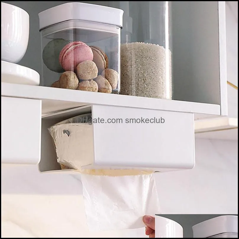 Tissue Boxes & Napkins Kitchen Paper Storage Box Paste Wall-Mounted Towel Holder Toilet