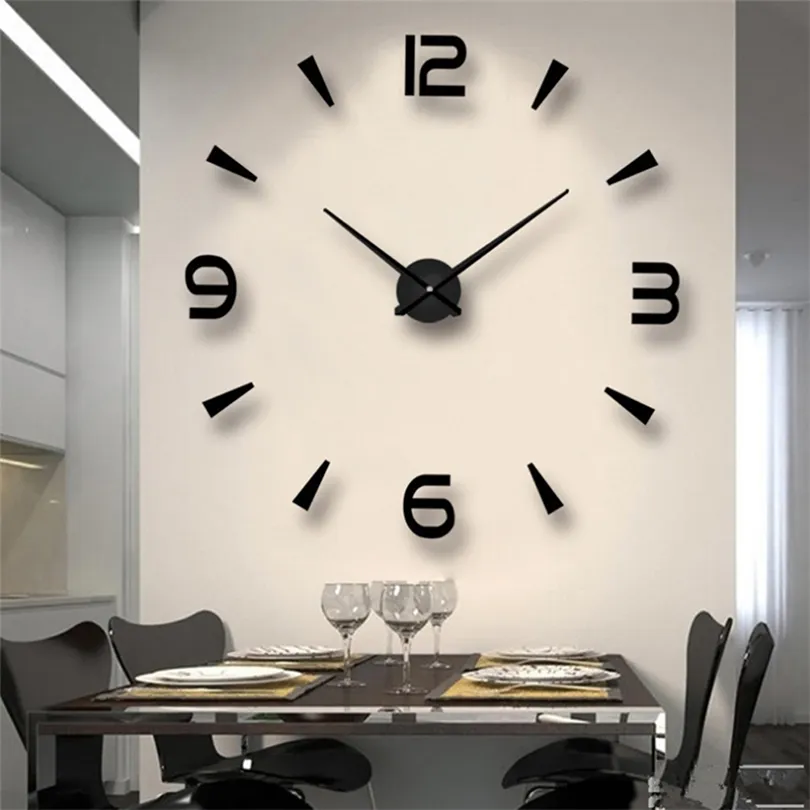 6 sortes muet horloge murale bricolage miroir acrylique numérique chambre décor autocollant Simple moderne chambre décoration salon 220426