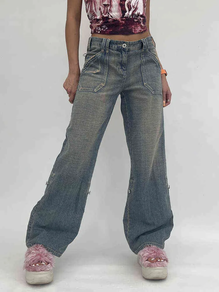 Baggy Denim maman jean femmes taille haute surdimensionné Cargo pantalon Vintage décontracté Streetwear Harajuku jean Femme L220726