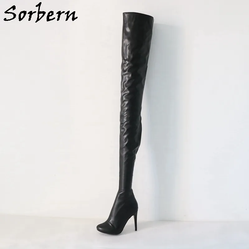 Sorbern Extreme Slim 90Cm Long Boots Women Cute Round Toe High Heel Stilettos Streched Custom Leg Size