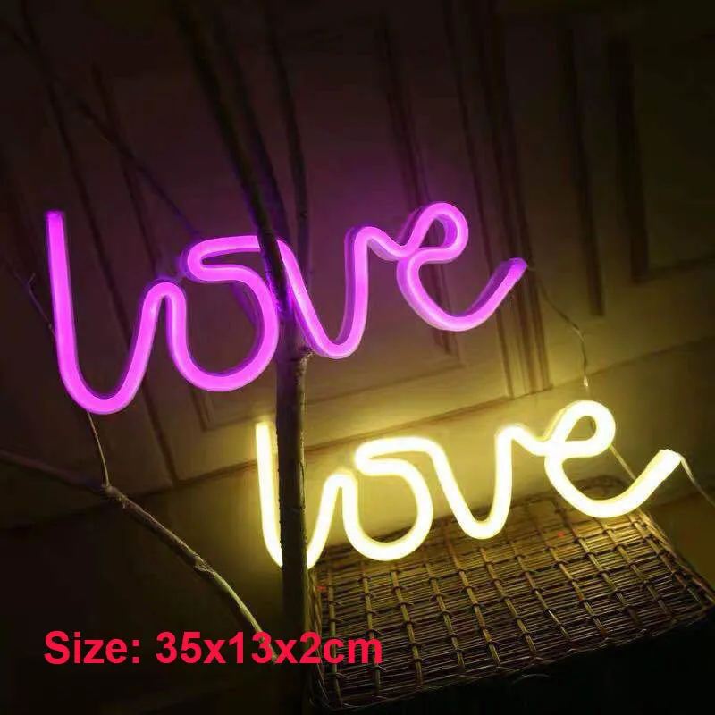 LED-Neonlichter, Liebesform, Nachtlicht, Zeichen, Lampe, Batteriekasten, USB, doppelt betrieben, Nachtlicht für Innen-Weihnachtshochzeit 201028