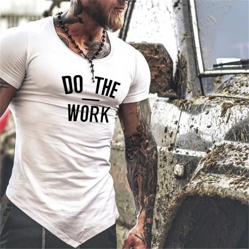 Brand Cotton Men Bodybuilding Clothing Male Slim Fit T Shirt Man