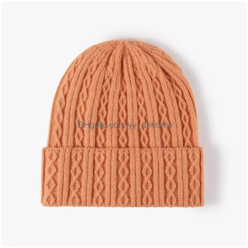 autumn winter adult knitted hat for man woman solid color caps skull beanies warm hats