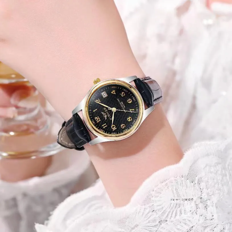 Luxury womens watches Calendar designer quartz belt middle aged and elderly female mother birthday Christmas Mother s Day gift watch temperament