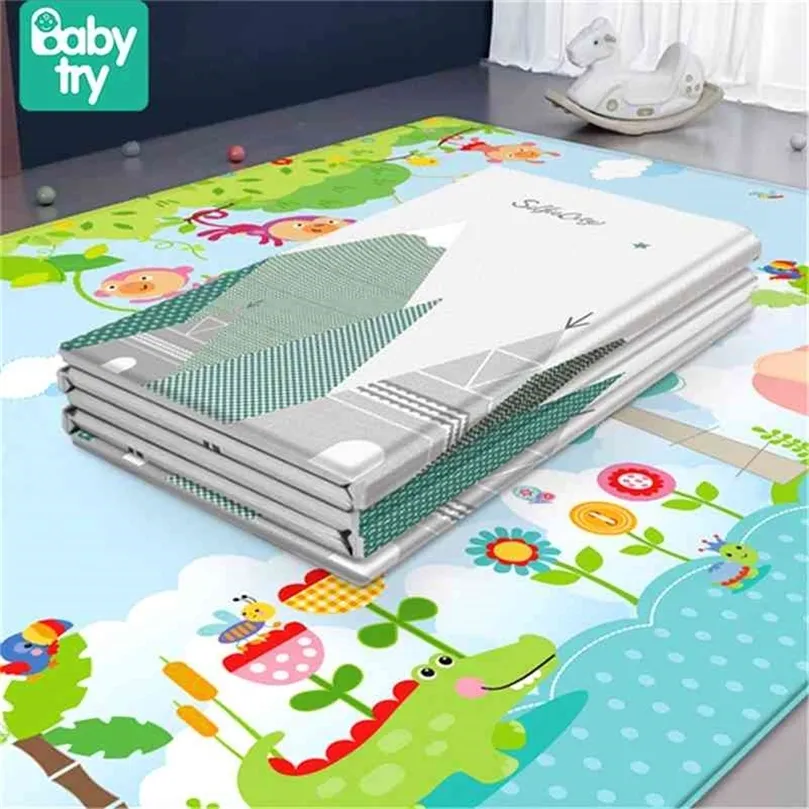 200x180 Baby Play Mat Stor miljövänlig vikbar krypande lekmat mjuka mattor mattor baby leksaker för barn mat kid matta 210402