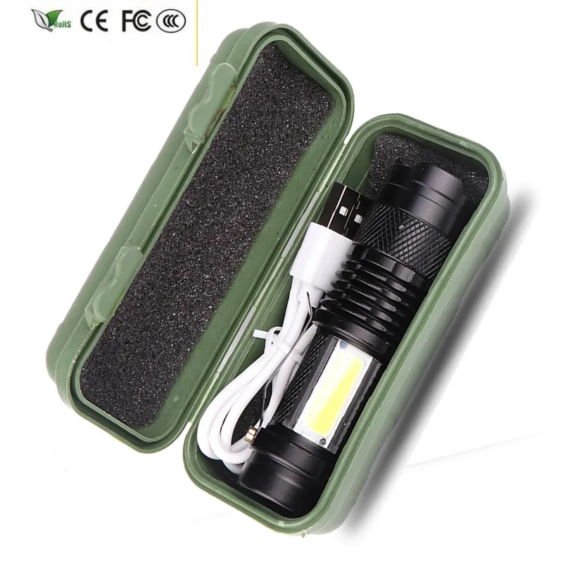 NOWOŚĆ YUNMAI Q5 Wbudowana bateria USB ładowna LED LASHLIGHT COB ZOOM WODYPROOM TAKTICAL FRASHTLIGHT NOC Camping Lantern