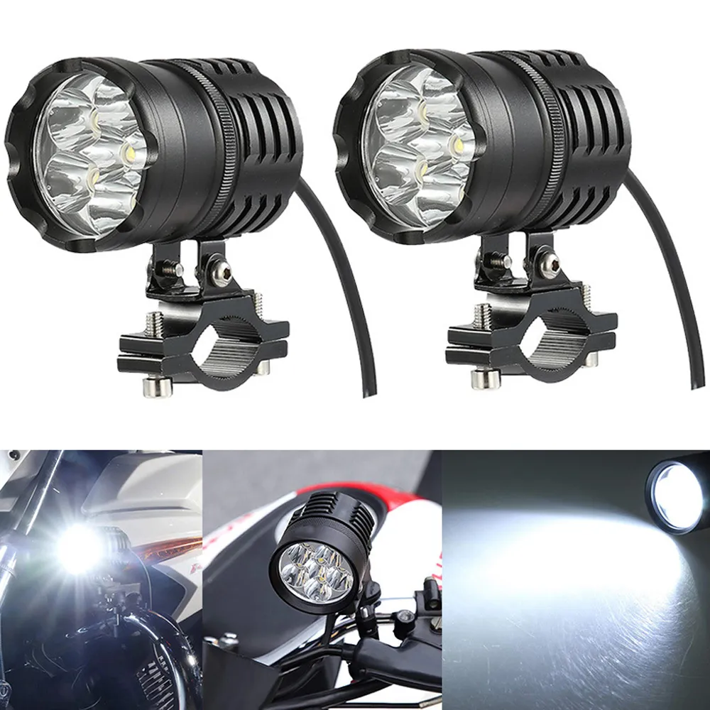 Moto Phare Moto Led Lampes Pour Moto, Vélo, Tout-terrain, 4X4, 4WD, ATV Supports Avant Moto Brouillard Passage Lumière Voiture