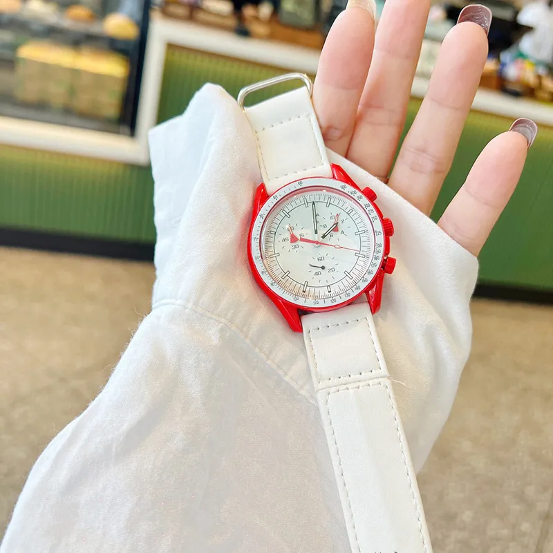 Męskie zegarki kwarcowe zegarek 42 mm skórzany pasek wodoodporczy