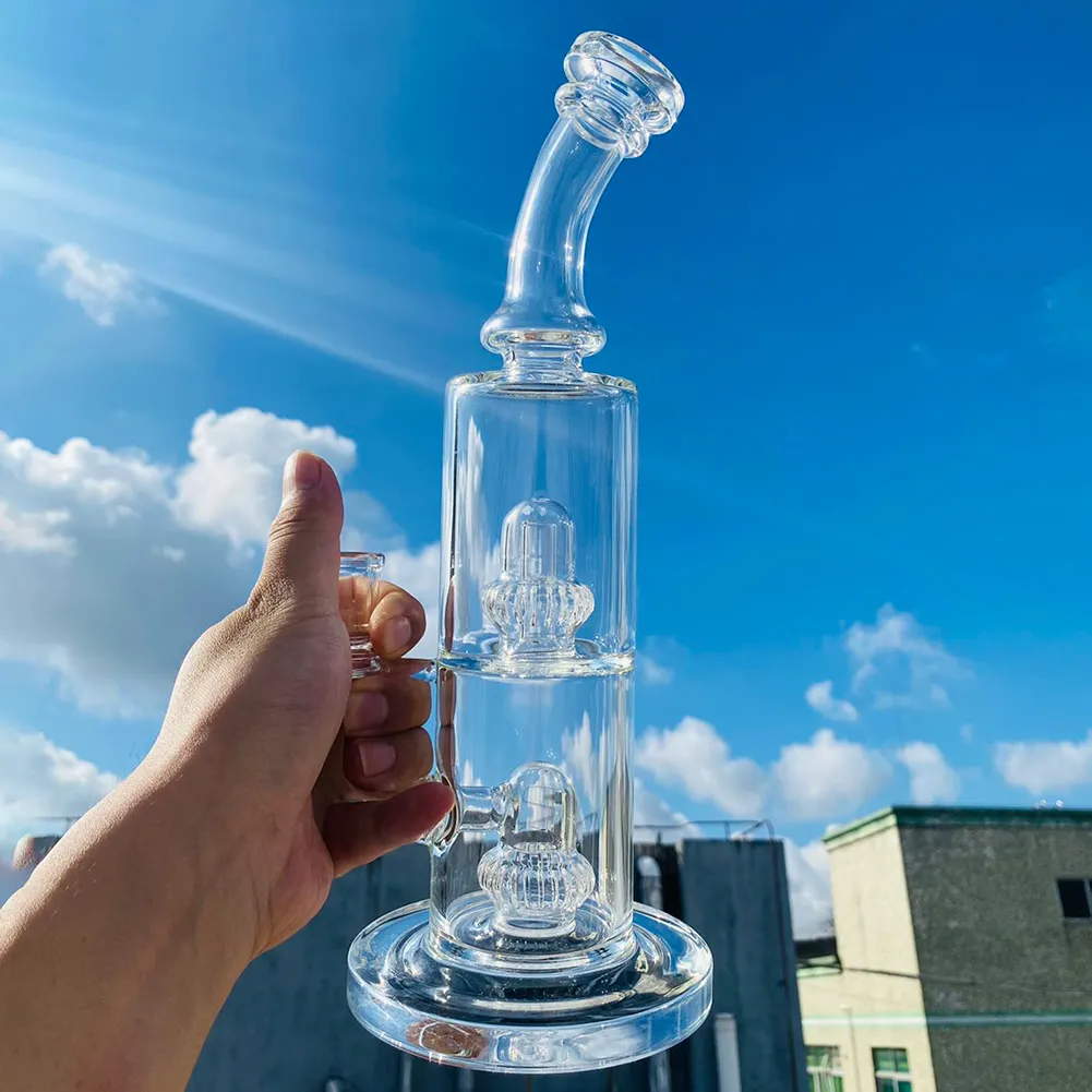 13 inch scientific glass bong hookah high quality thick double crown smoking water pipes big dab rigs