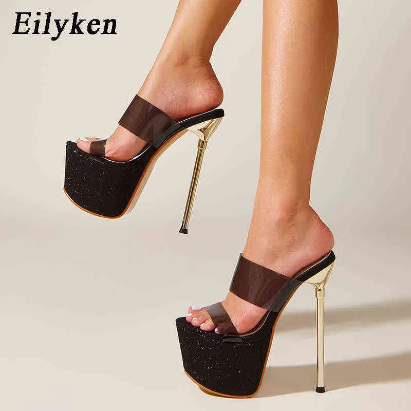 Eilyken nouvelle mode Pvc Transparent femmes plate-forme pantoufles été bout ouvert talons aiguilles sandales dames chaussures de danse curseurs