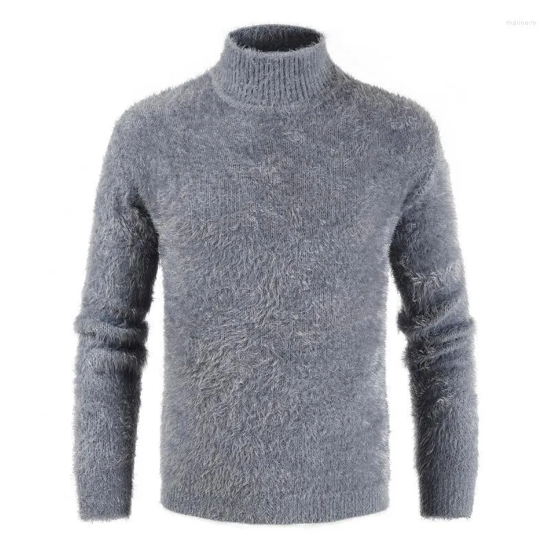 Herrtröjor herr höst vinter turtleneck tröja mohair långärmad stickad pullover mode smal tjock varm ull malemen's mari22