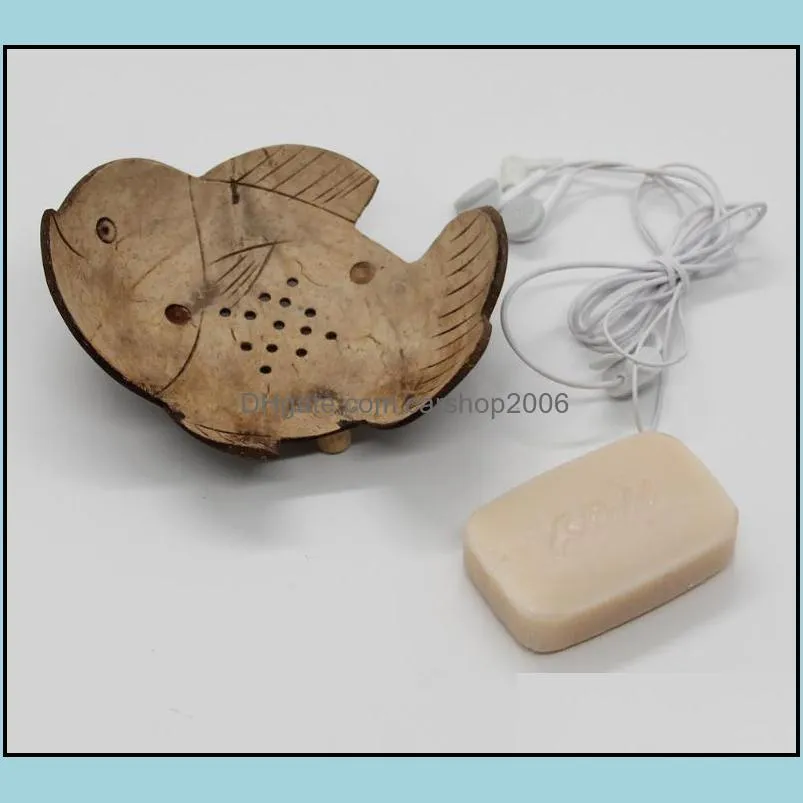 creative soap dishes from thailand retro wooden bathroom soap coconut shape soap dishes holder home accessories free dhl sn2660