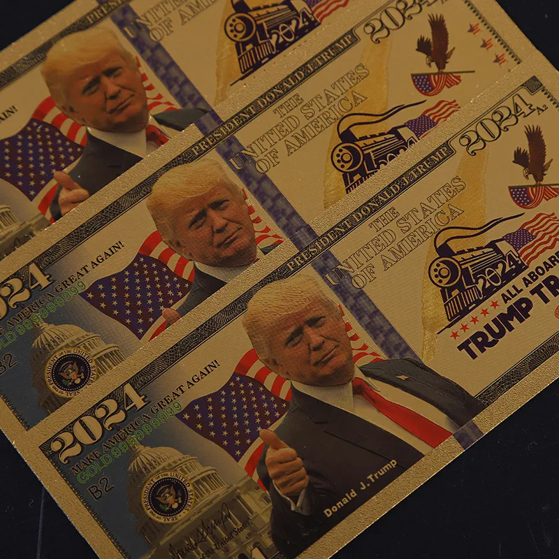 Donald Trump 2024 Banknote 45. Präsident der American Gold Folie US -Dollar -Rechnung Set Fake Money