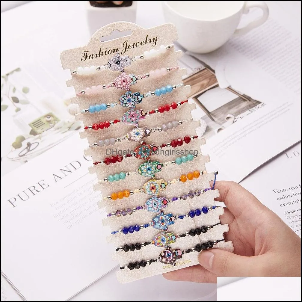 Bohemian color palm mixed Bracelet strands 12 pieces soft pottery Adjustable beaded bracelets