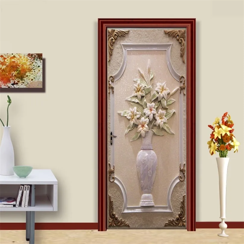 Peinture Murale 3D Stickers Porte Effet Décoration Auto Adhésif Pvc Amovible Imperméable Autocollants De Porte Muraux Couloir De La Mode Rétro 90 X 200 Cm Amovible