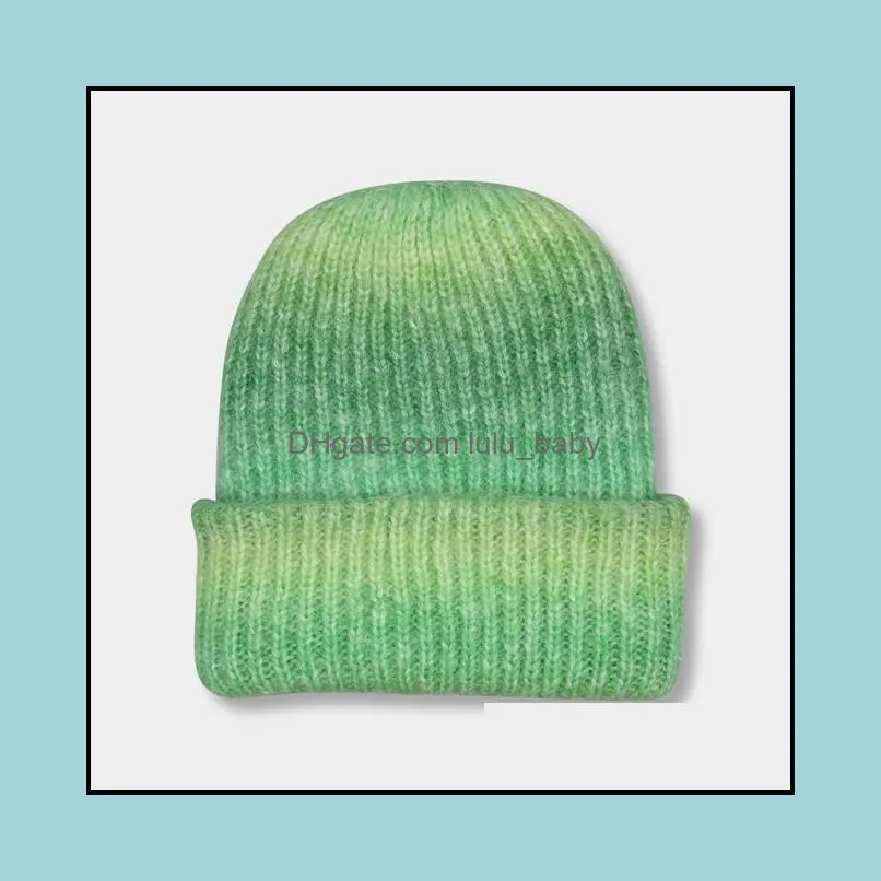 Beanie Hats for Women Winter Hat 2021 Tie Dye Gradient Color Keep Warm Outdoor Ladies Flexible Thick Winter Hat