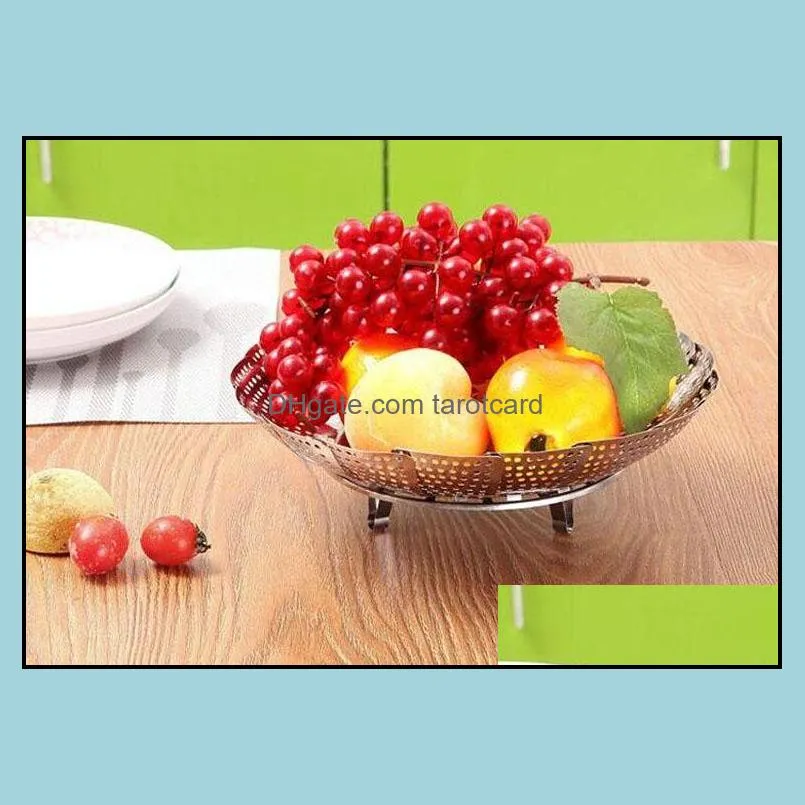 Multifunction Collapsible Stainless Steel Steamers Rack Retractable Fruit Vegetable Steaming Plate Kitchen Cooker Rack Accessories