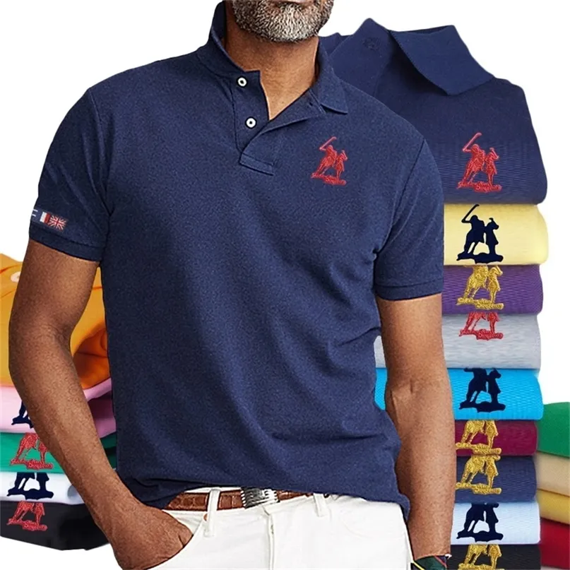 XS-5XL 100% Katoen Heren Polo Shirts Met Korte Mouwen Casual Borduren Paard Revers Zomer Mannelijke Tops Mode Homme Kleding 220514