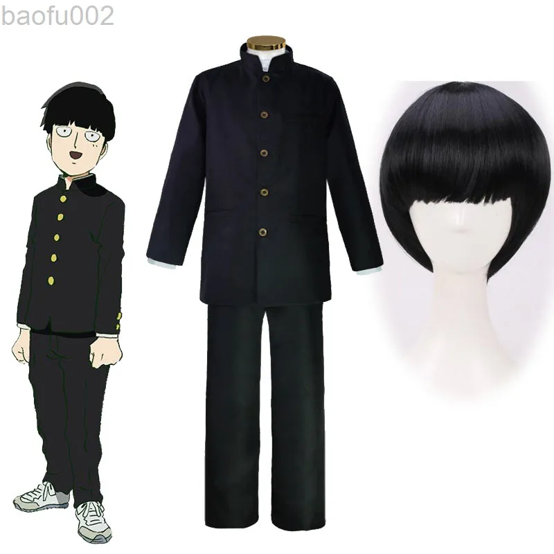 Comes Mob Psycho 100 Kageyama Shigeo Cosplay Come And Wig Boy Schooluniform Suit Mobu Saiko Hyaku Mob Cos Headgear L220802