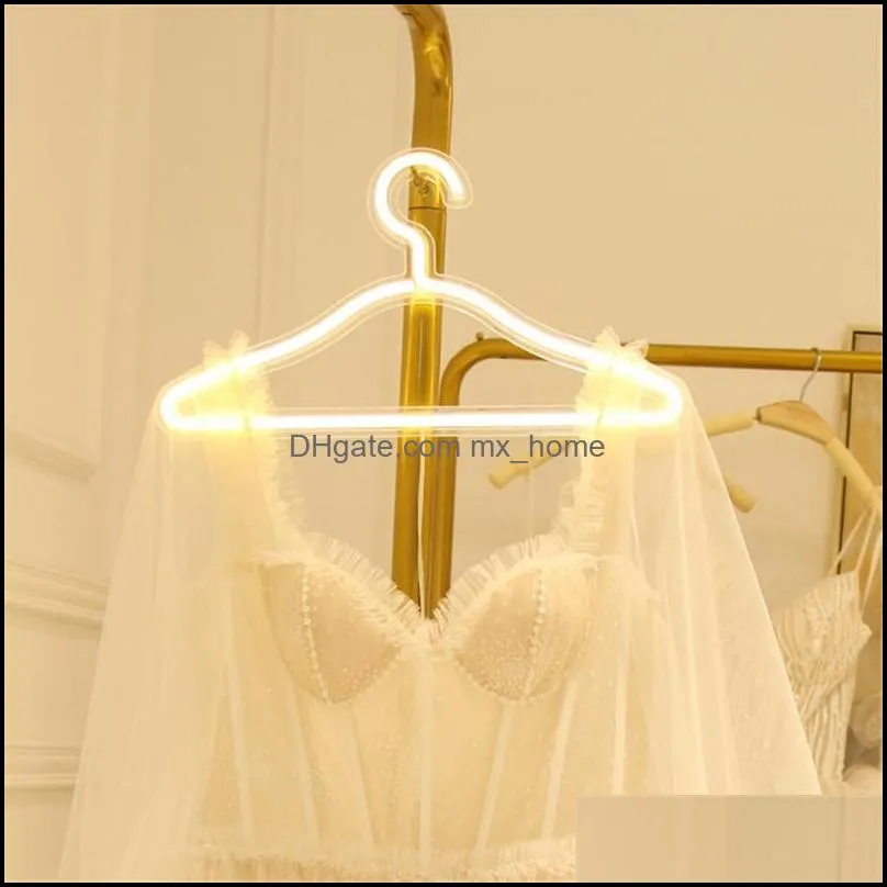 Creative Led clothes hanger neon light Clothes Hangers ins lamp proposal romantic wedding dress decorative clothes-rack T9I00950