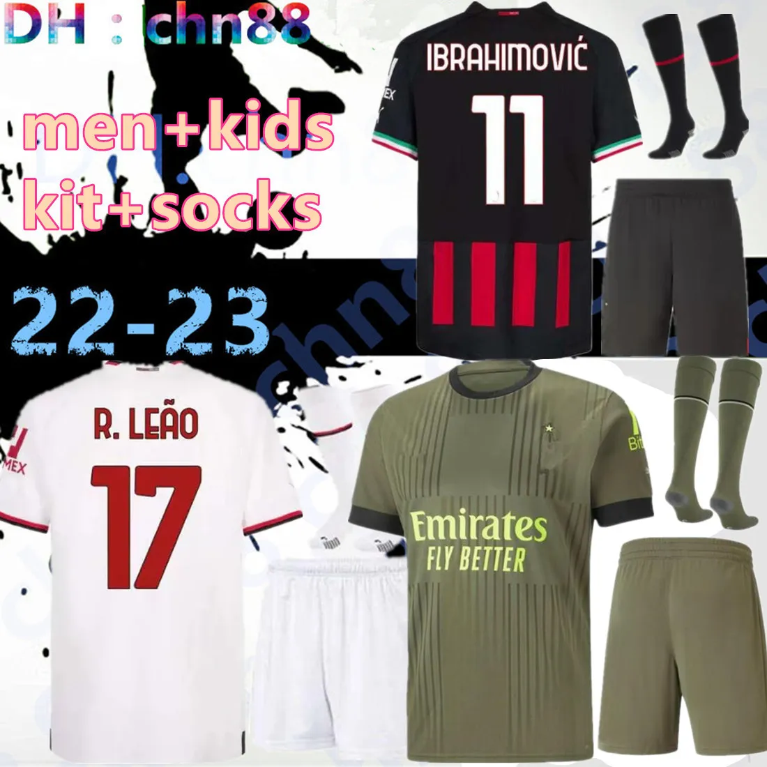 Ibrahimovic 22 23 Jersey de football AC Milans Giroud R. Lea Bennacer Kessie Romagnoli Calhanoglu Tonali Rebic 2022 2023 Shirt de foot