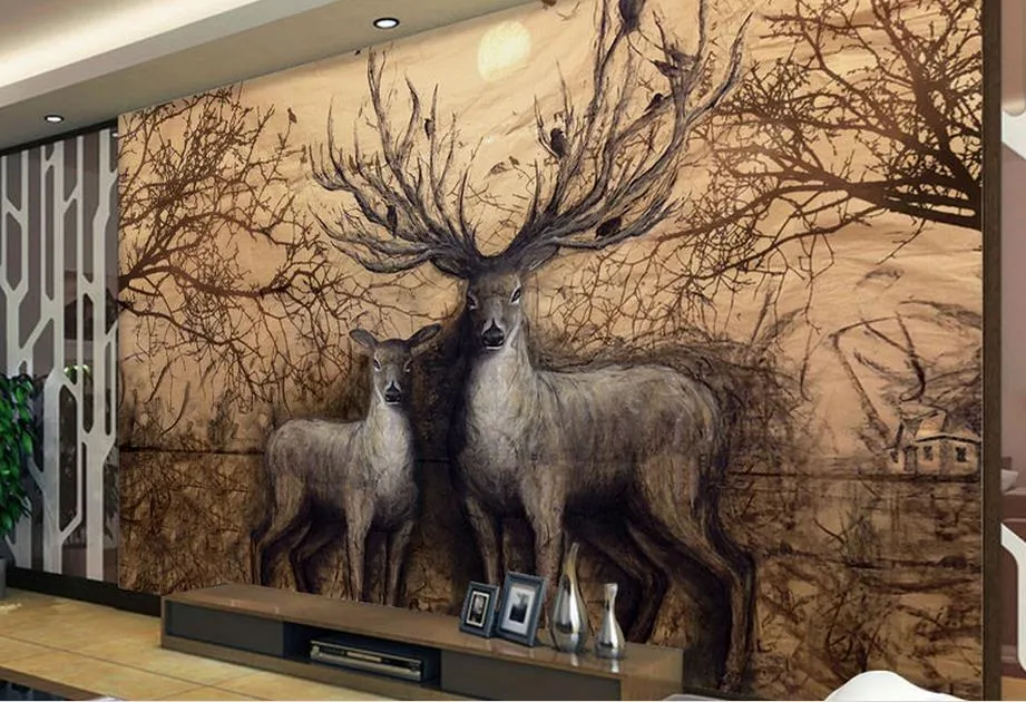 HD 3Dの壁紙壁画の動物の壁紙のための壁画のための壁画のための居間の寝室ソファの背景の装飾