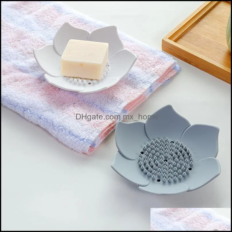 creative silicone soap dishes holder box anti-skid moisture-proof drain handmade bathroom supplies punch-free